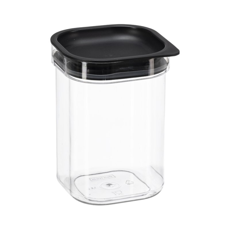 plast team bac d'alimentation sec Hamburg, carré, 1,7 litre, transparent/noir